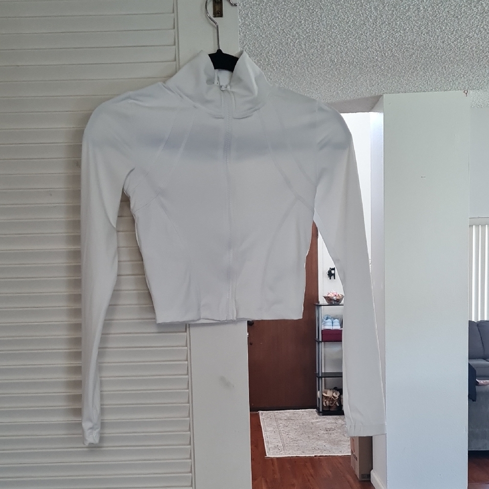 Forever 21 White Zip-Up Top